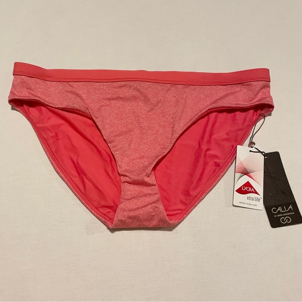 CALIA Wide Banded Bikini Swim Bottoms Rouge Red Heather Size Large